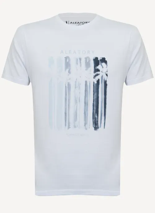 Camiseta Estampada Aleatory Blue Beach Branca