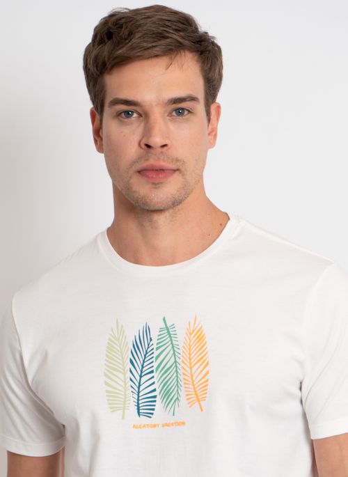 Camiseta Estampada Aleatory Folhas Off-White