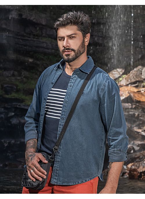 Camisa Jeans Aleatory Manga Longa Pace