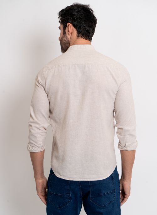 Camisa Linho Gola Padre Aleatory ML Stone