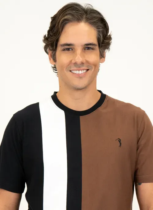Camiseta Masculina Aleatory Listrada Pace Marrom