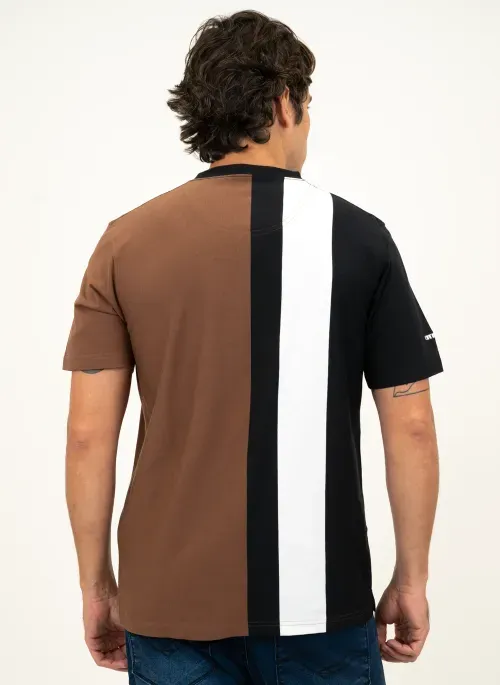Camiseta Masculina Aleatory Listrada Pace Marrom