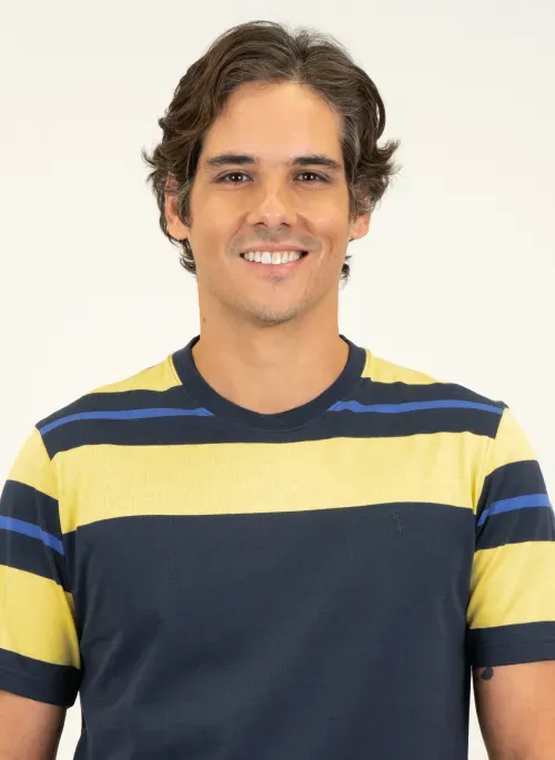 Camiseta Masculina Aleatory Listrada Mullen Amarela