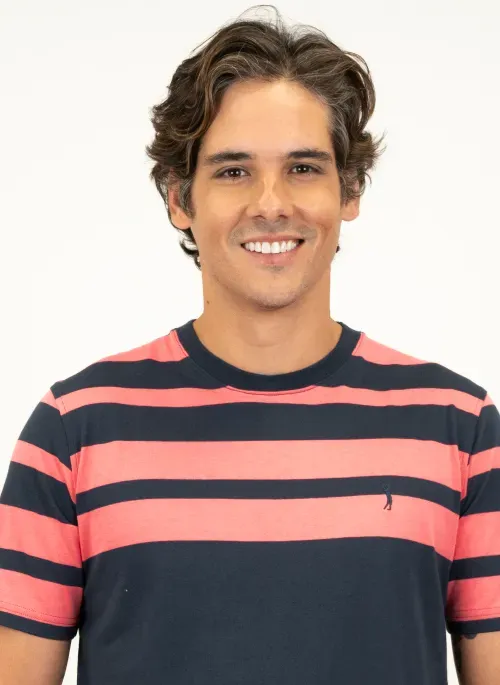 Camiseta Masculina Aleatory Oregon Listrada Marinho