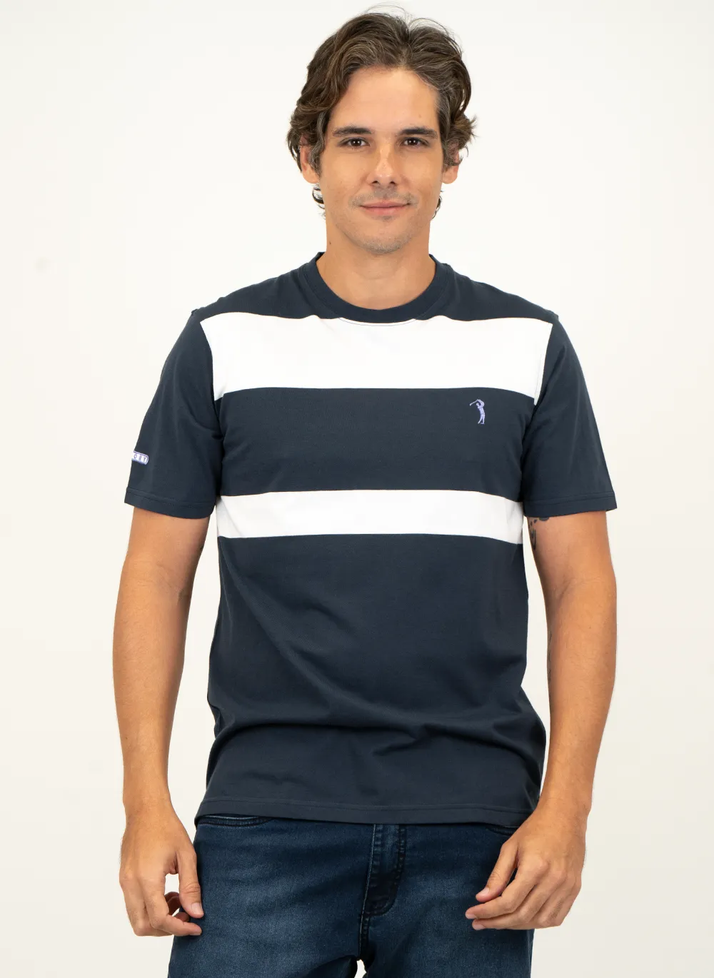 Camiseta-Masculina-Aleatory-Listrada-Duff-Marinho-Azul-Marinho-XGGGG