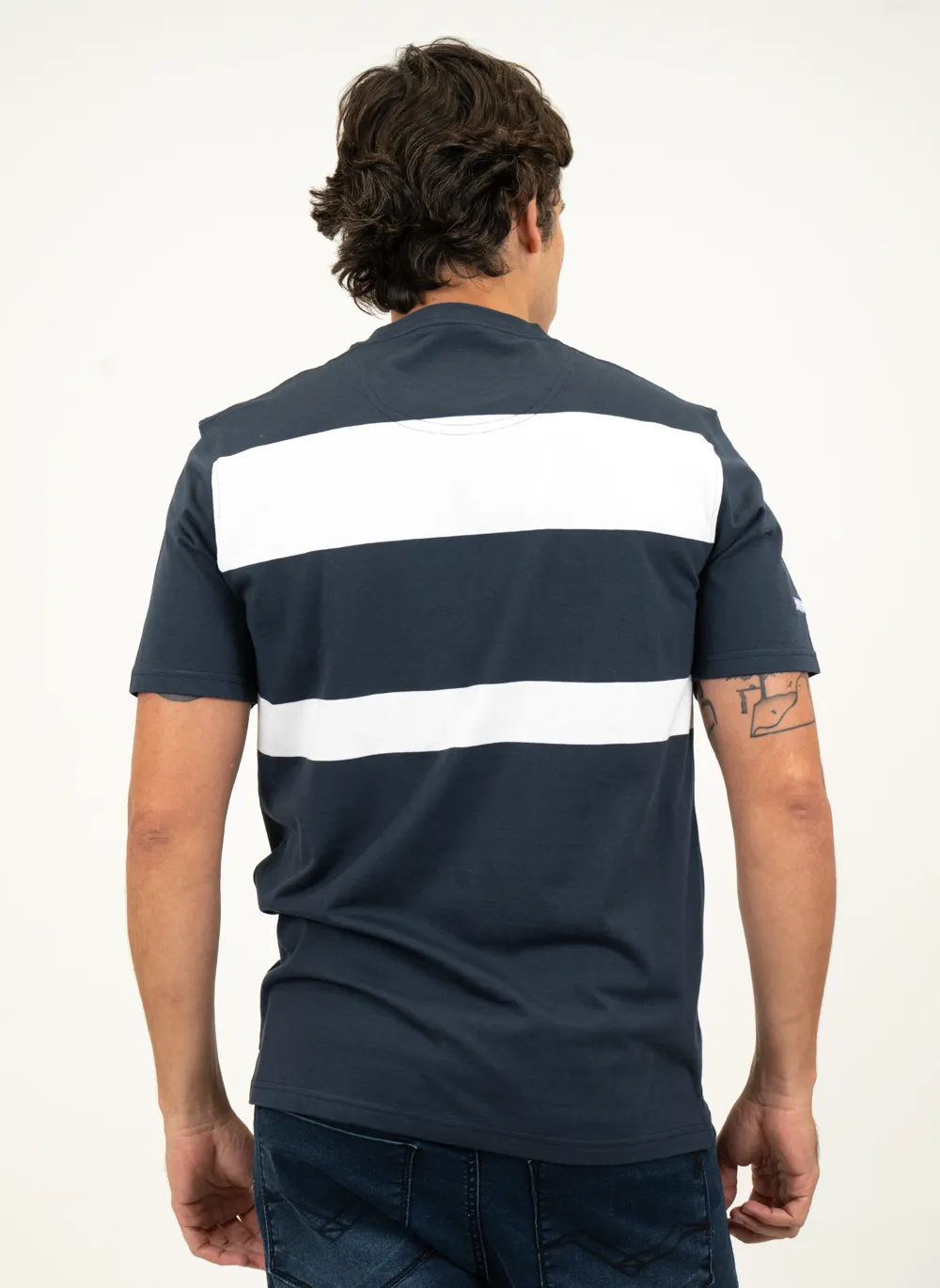 Camiseta-Masculina-Aleatory-Listrada-Duff-Marinho-Azul-Marinho-XGGGG