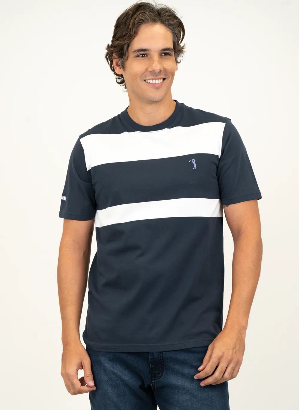 Camiseta-Masculina-Aleatory-Listrada-Duff-Marinho-Azul-Marinho-XGGGG