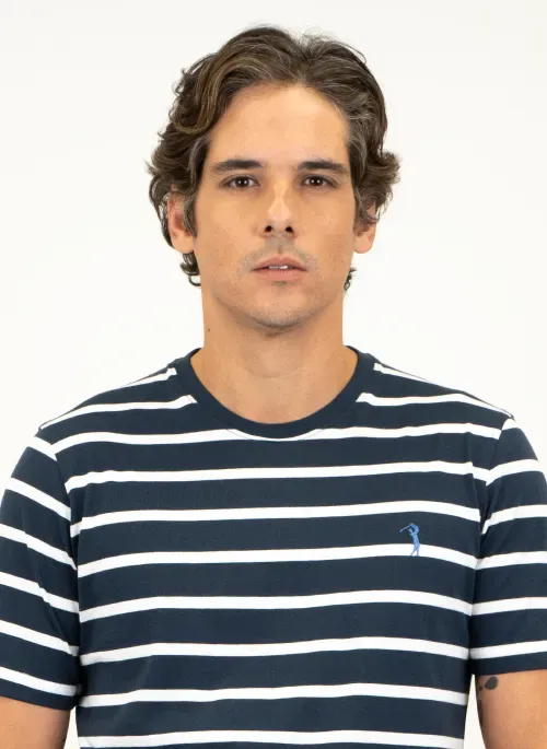 Camiseta Masculina Aleatory Fifty Listrada Marinho