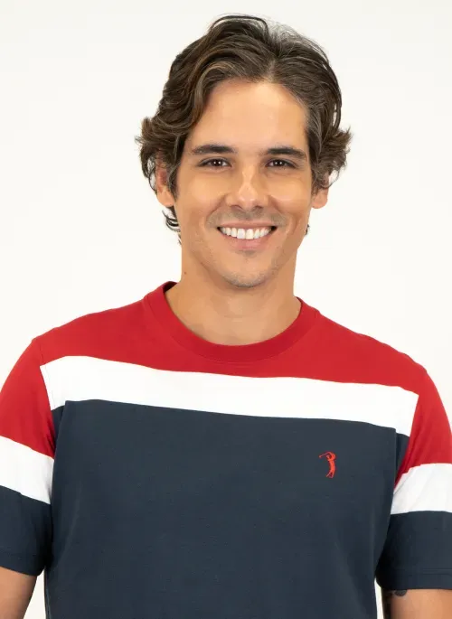Camiseta Masculina Aleatory Listrada Verse Marinho