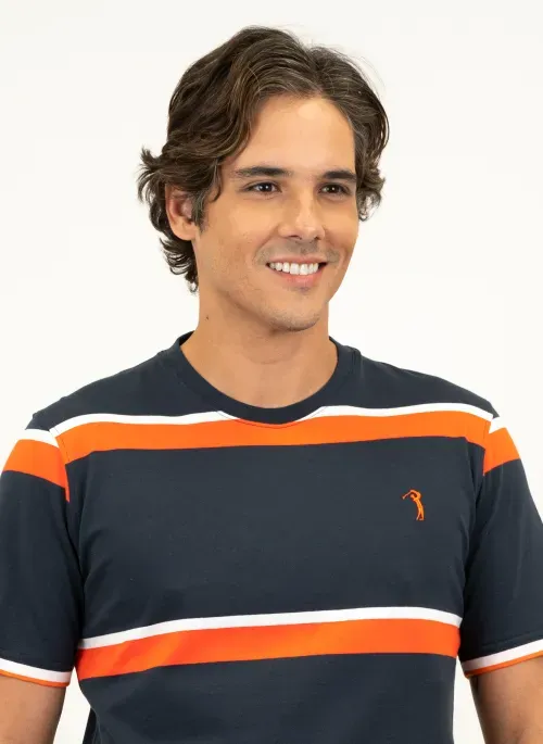 Camiseta Masculina Aleatory Listrada Eagle Marinho