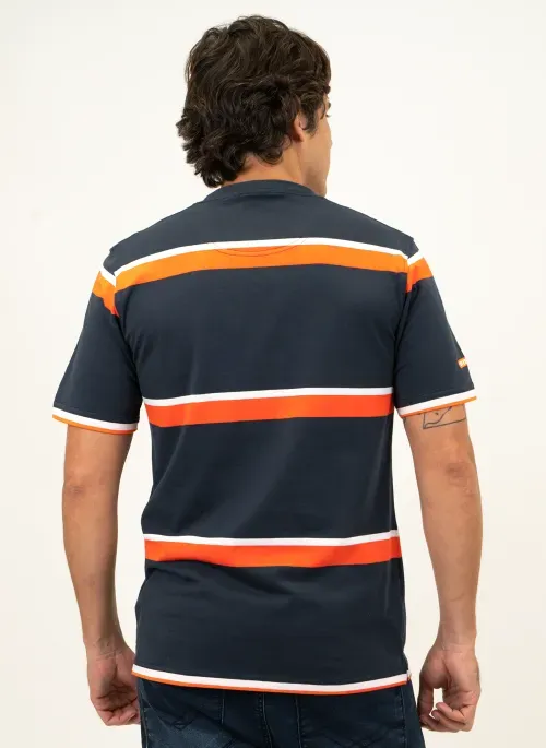 Camiseta Masculina Aleatory Listrada Eagle Marinho