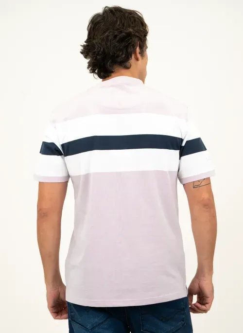 Camiseta Masculina Aleatory Listrada Scope Rosa Claro