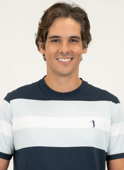 Camiseta Masculina Aleatory Listrada Scope Marinho