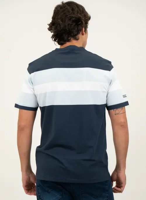 Camiseta Masculina Aleatory Listrada Scope Marinho