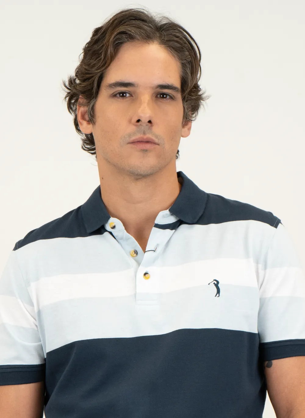 Polo-Masculina-Aleatory-Portland-Listrada-Marinho-Azul-Marinho-GG