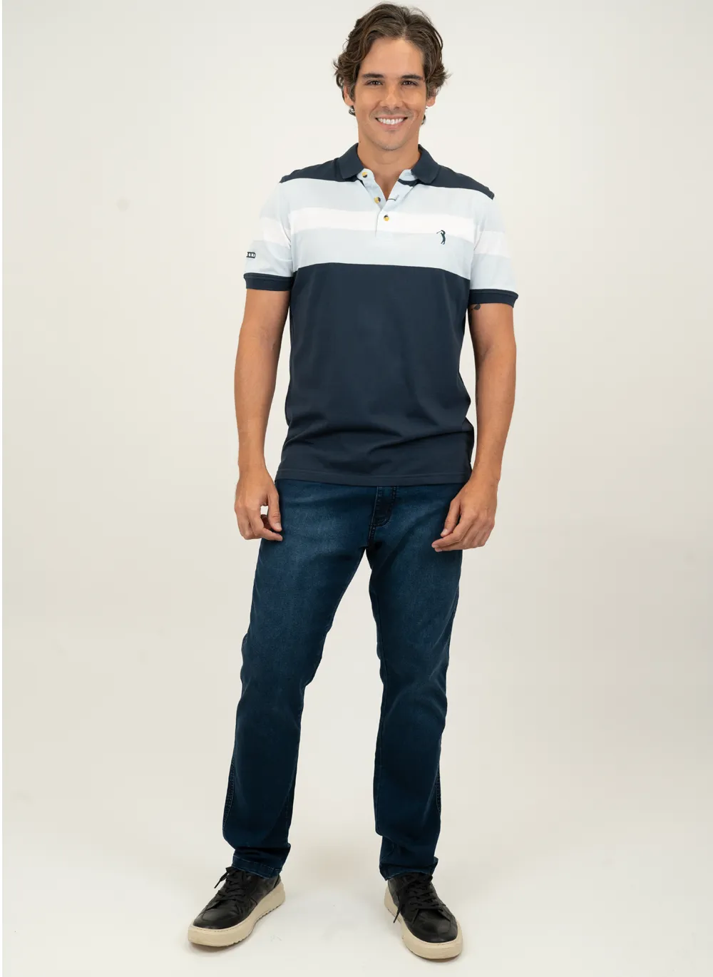 Polo-Masculina-Aleatory-Portland-Listrada-Marinho-Azul-Marinho-GG