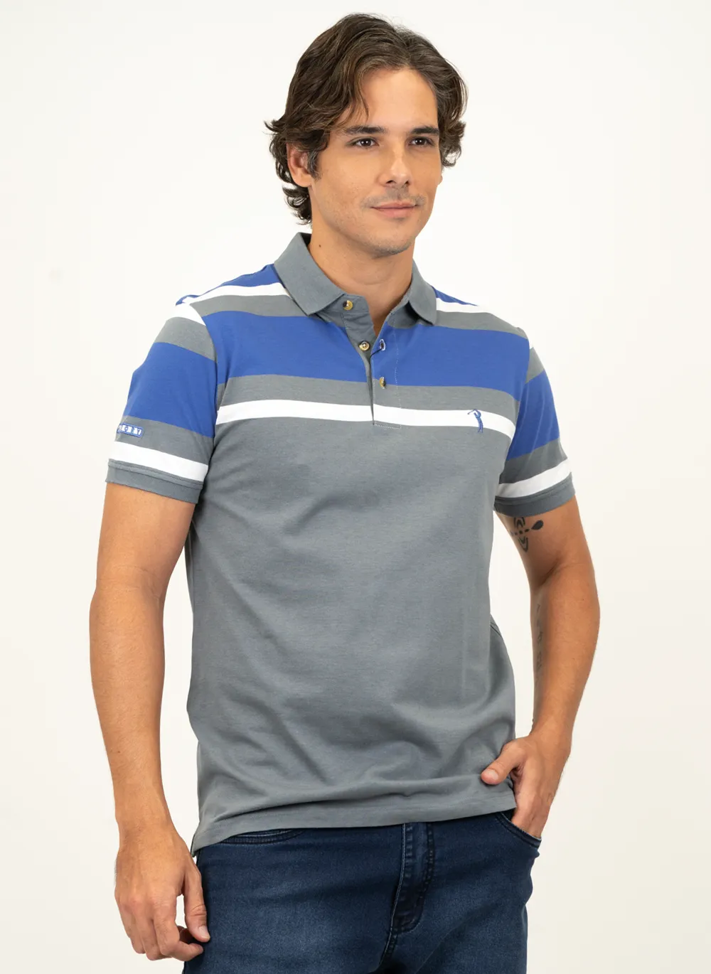 Camisa-Polo-Masculina-Aleatory-Listrada-Along-Cinza-Cinza-GG