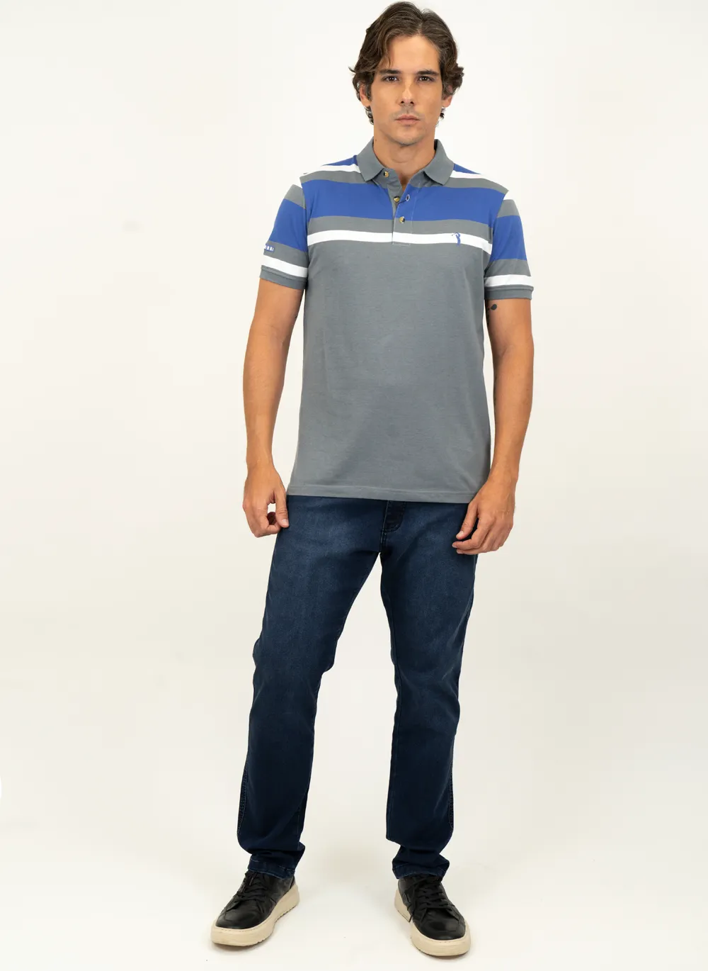 Camisa-Polo-Masculina-Aleatory-Listrada-Along-Cinza-Cinza-GG