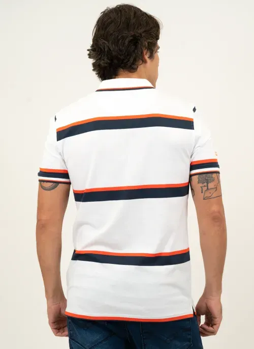 Camisa Polo Masculina Aleatory Listrada Avant Branca
