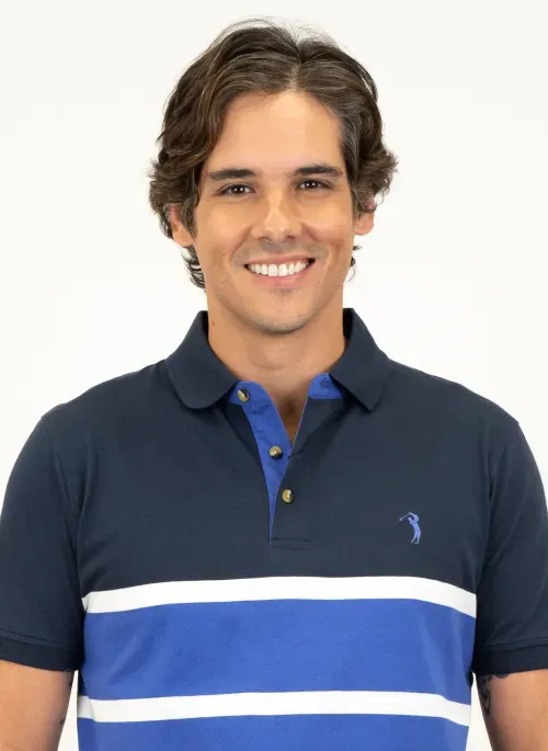 Camisa Polo Masculina Aleatory Listrada Identity Marinho