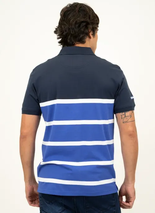 Camisa Polo Masculina Aleatory Listrada Identity Marinho