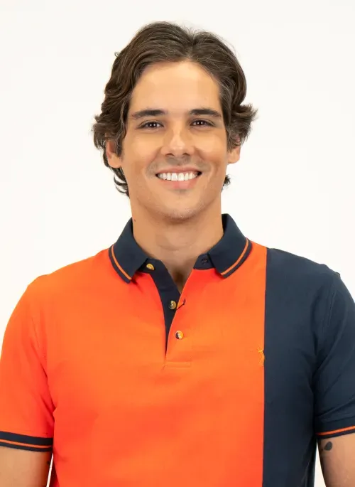 Camisa Polo Masculina Aleatory Listrada Quarter Laranja