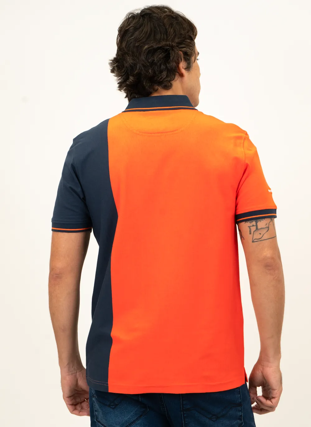 Camisa-Polo-Masculina-Aleatory-Listrada-Quarter-Laranja-Laranja-GG