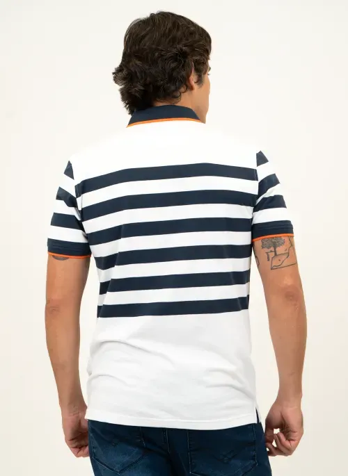 Camisa Polo Masculina Aleatory Listrada Rapid Branca