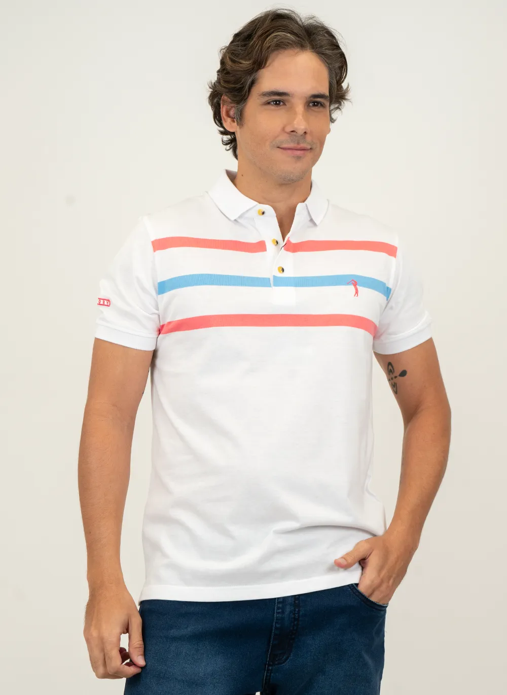 Camisa-Polo-Masculina-Aleatory-Listrada-Foward-Branca-Branco-GG