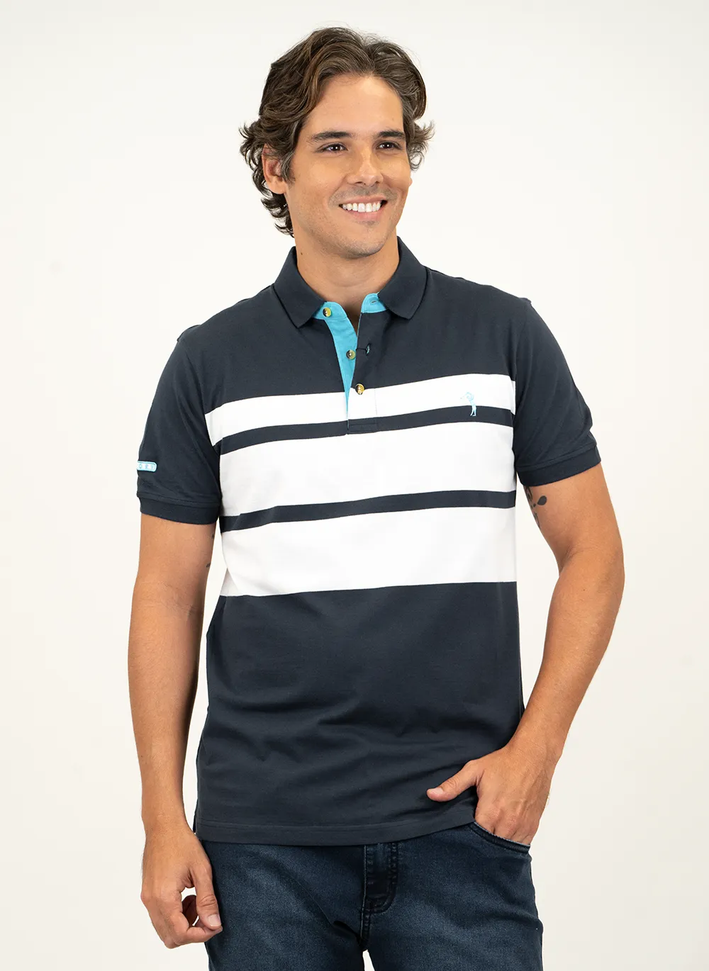 Camisa-Polo-Masculina-Aleatory-Listrada-Vibrant-Marinho-Azul-Marinho-GG