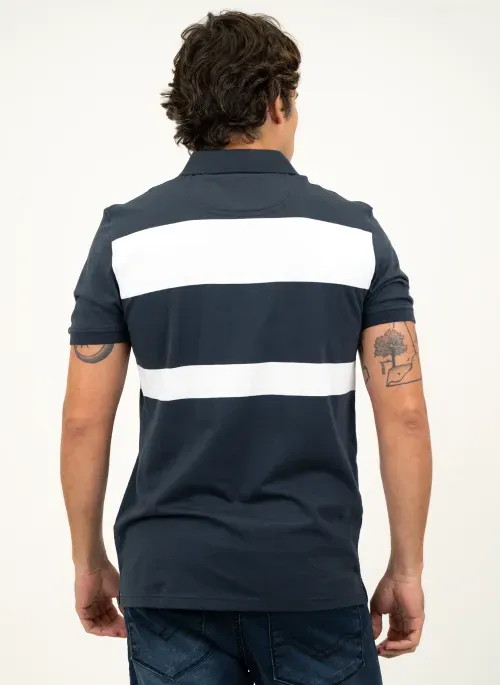 Camisa Polo Masculina Aleatory Listrada Vermont Marinho