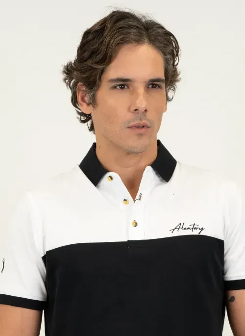 Camisa Polo Masculina Aleatory Listrada Fort Preto