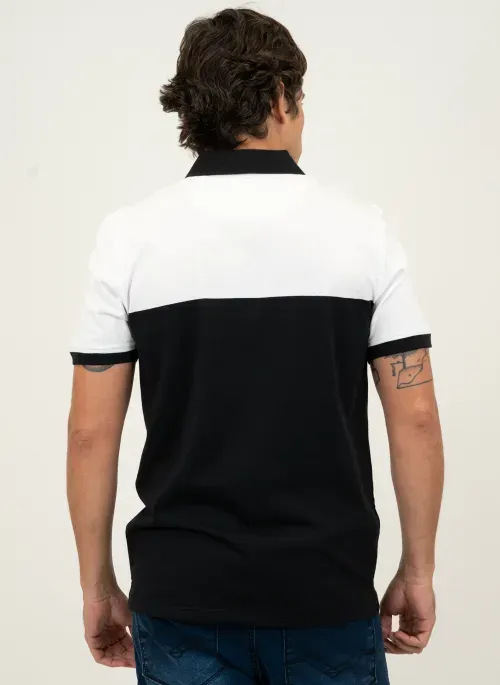 Camisa Polo Masculina Aleatory Listrada Fort Preto