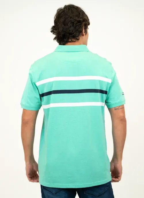 Camisa Polo Masculina Aleatory Listrada Foward Verde