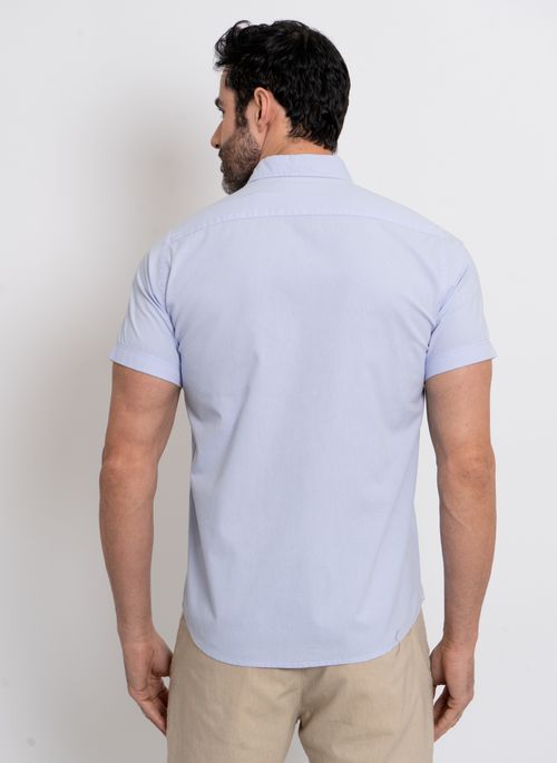 Camisa Lisa Aleatory South Manga Curta Azul Claro