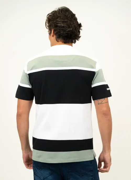 Camiseta Masculina Aleatory Listrada Camp Branca