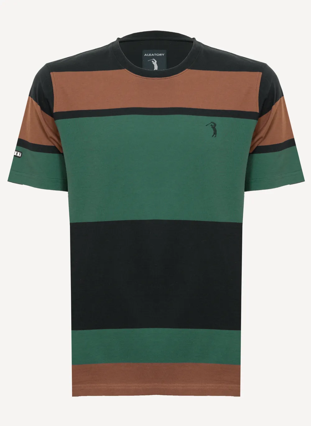 Camiseta-Masculina-Aleatory-Listrada-Camp-Preta-Preto-G
