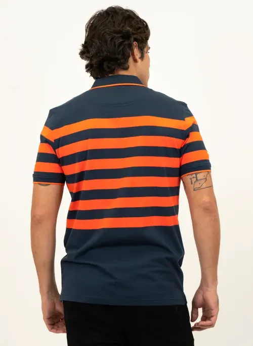 Camisa Polo Masculina Aleatory Listrada Rapid Marinho