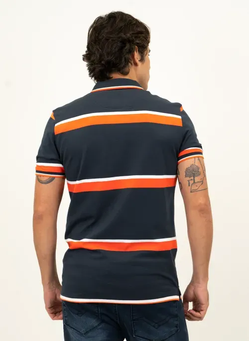 Camisa Polo Masculina Aleatory Listrada Avant Marinho