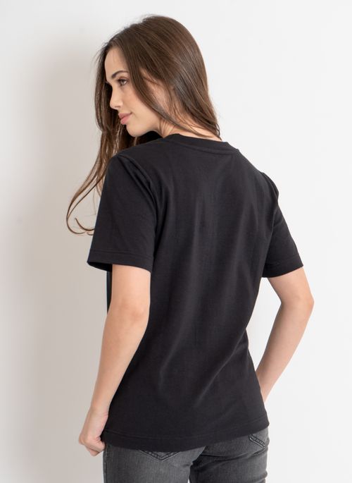 Camiseta Feminina Aleatory Gola Alta Vivid Preto