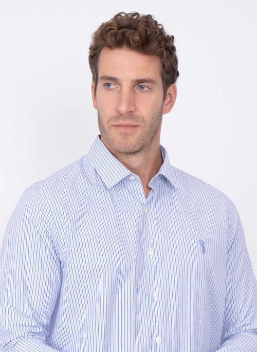 Camisa Aleatory Listrada Manga Longa Jump Azul