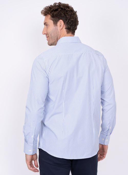 Camisa Aleatory Listrada Manga Longa Jump Azul