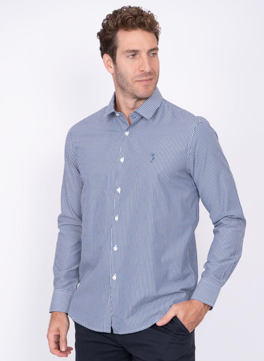 Camisa-Aleatory-Listrada-Manga-Longa-Equal-Azul-Azul-XGGG
