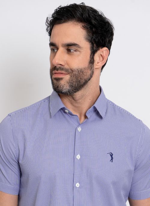 Camisa Aleatory Listrada Turn Azul