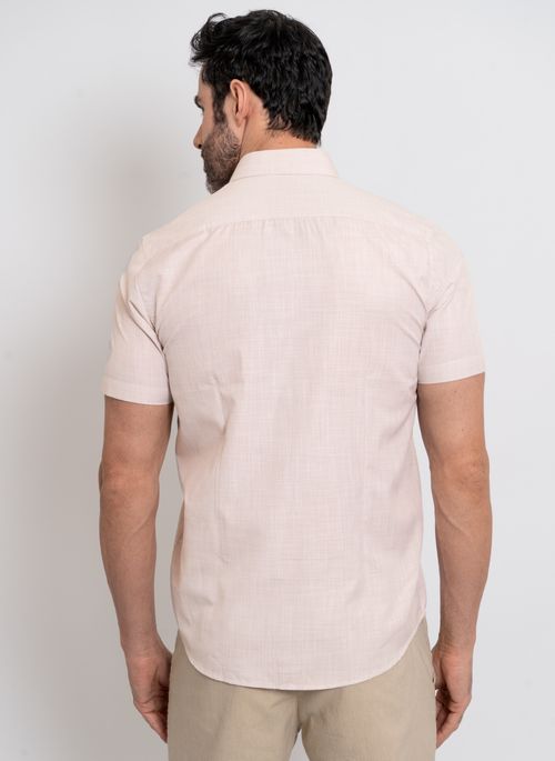 Camisa Lisa Aleatory Manga Curta Santorini Bege
