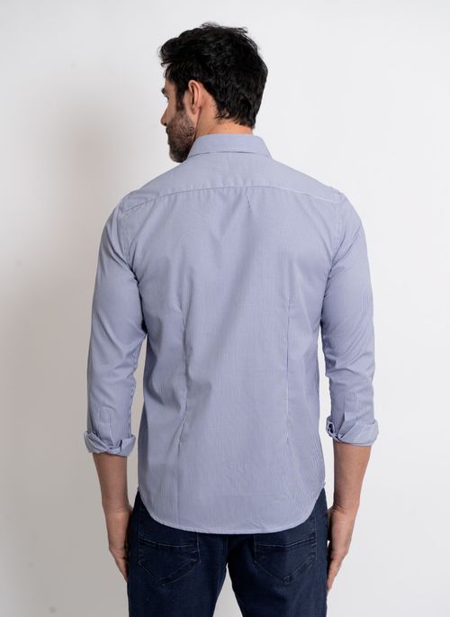 Camisa Aleatory Listrada Manga Longa Simi Marinho