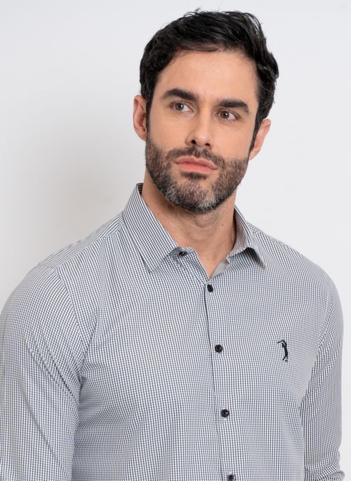 Camisa Aleatory Xadrez Manga Longa Siros Branco