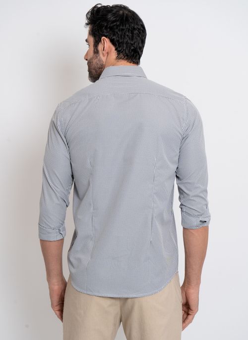 Camisa Aleatory Xadrez Manga Longa Siros Branco