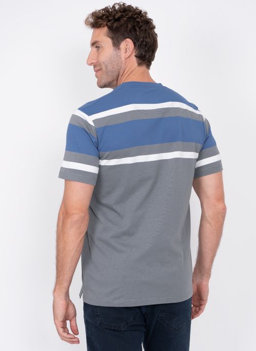 Camiseta Masculina Aleatory Listrada Ambrose Cinza