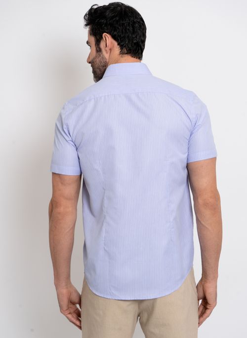 Camisa Aleatory Listrada Manga Curta Subtle Azul
